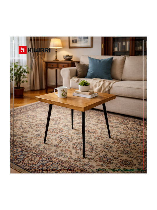 Square Central Coffee Table Daro Made of Solid Black Wood W60xL60xH55cm