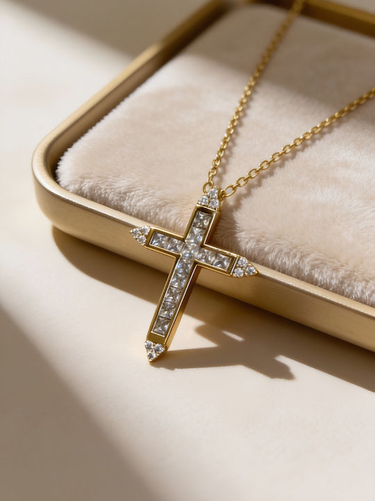 Chrysothemiss Women's Gold Plated Cross with Chain
