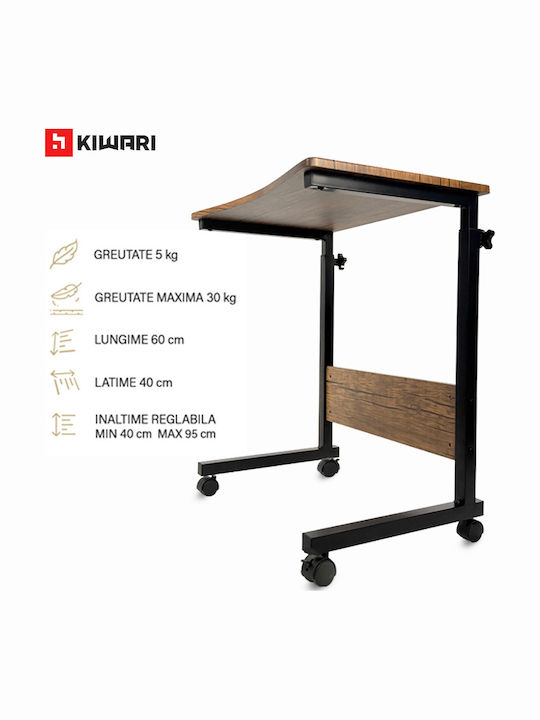 Birou Trek Din Lemn Maro/negru cu Picioare Metalice și Înălțime Reglabilă 60x40x95cm