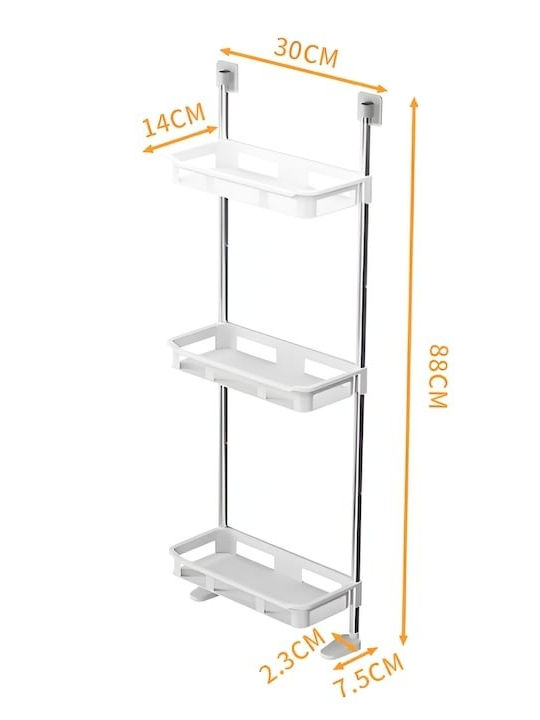 Επιτοίχια Ραφιέρα Μπάνιου Μεταλλική 30x14x88cm Λευκή