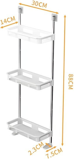 Wall Mounted Bathroom Shelf Metallic 30x14x88cm White