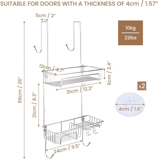 Belle Vous Montat pe perete Raft Baie Metal 31x12x66cm Gri