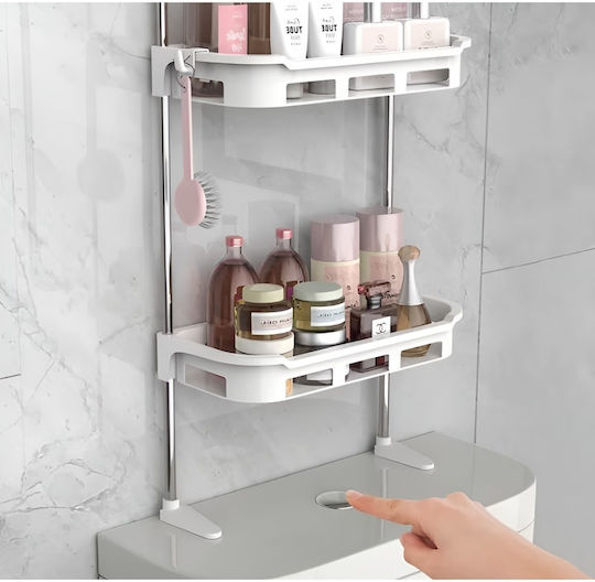 Wall Mounted Bathroom Shelf Metallic 30x14x88cm White