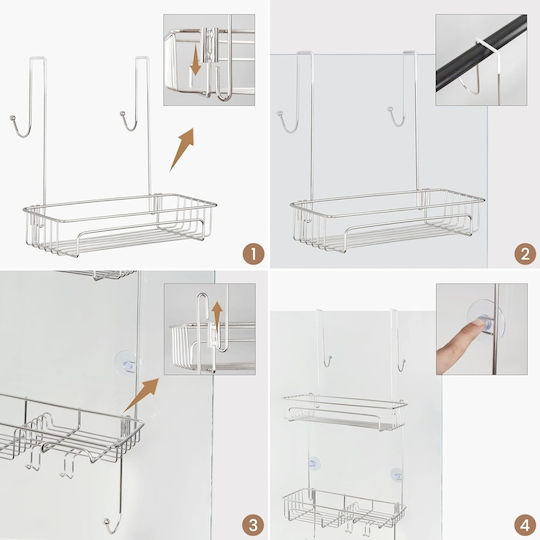 Belle Vous Montat pe perete Raft Baie Metal 31x12x66cm Gri