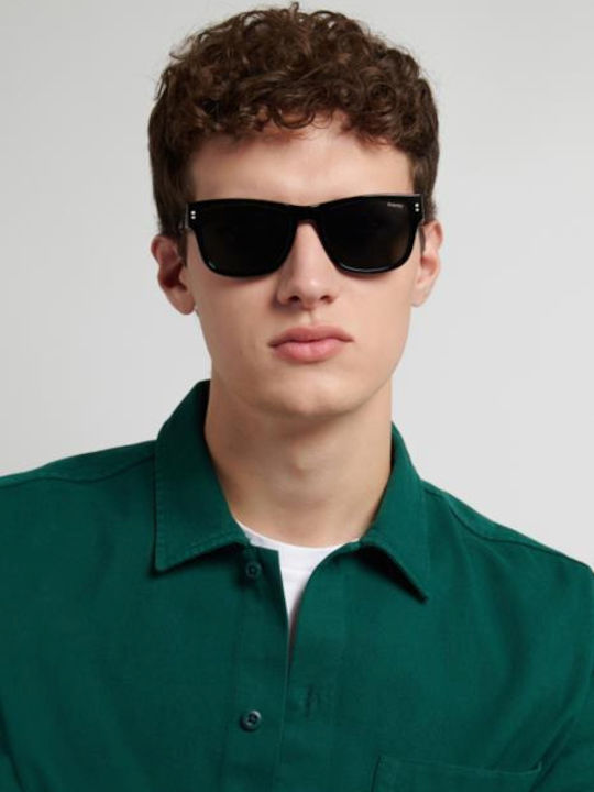 Polaroid Unisex Sunglasses with Black Horn-Rimmed Frame and Black Lens PLD6252/S/X 807/UC