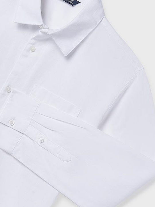 Kids One Color Long-Sleeved White Shirt
