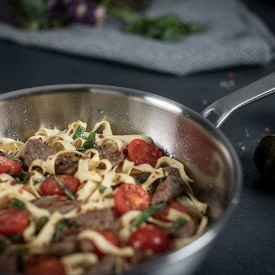 Kuhn Rikon Culinary Fiveply Pan Made of Stainless Steel with Lid with Ceramic Coating 28cm