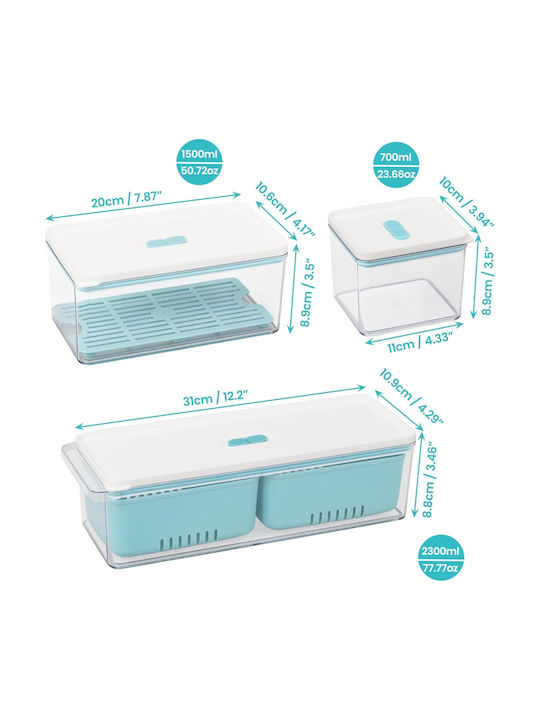 Belle Vous Cutie pentru Mâncare Plastic Albastru Potrivit pentru Cuptor cu Microunde 3buc