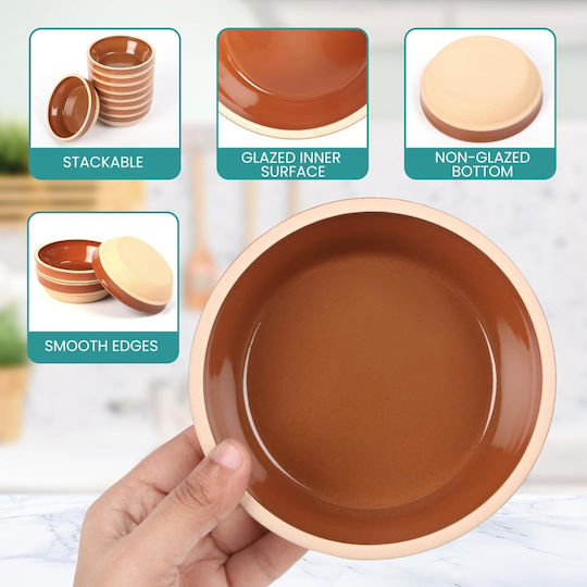 Belle Vous Bol de Servire pentru Sosuri Rotund Ceramică Maro cu Diametru 12.5buc 12buc