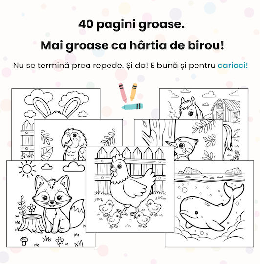 Obro Cute Animals Coloring Book Kids 40 Illustrations Thick Pages 21 X 21 Cm