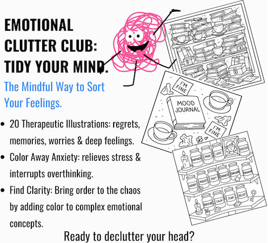 Obro Thick Page Coloring Book – Emotional Clutter Club Whimsical Coco Wyo Style Stress Relief Adults