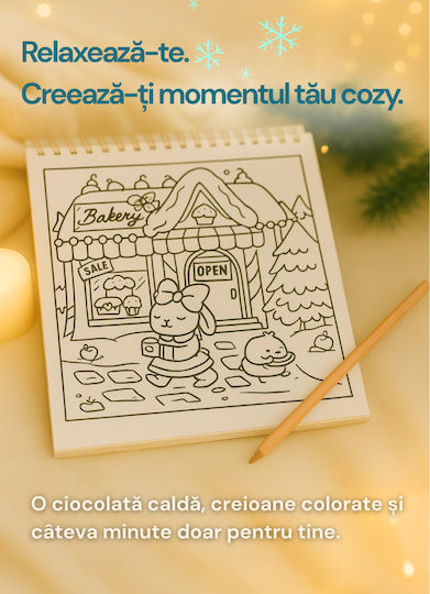 Obro Carte De Colorat Cu Pagini Groase Ajunul Crăciunului Desene Simple Confortabile De Crăciun Pentru Copii Adulți