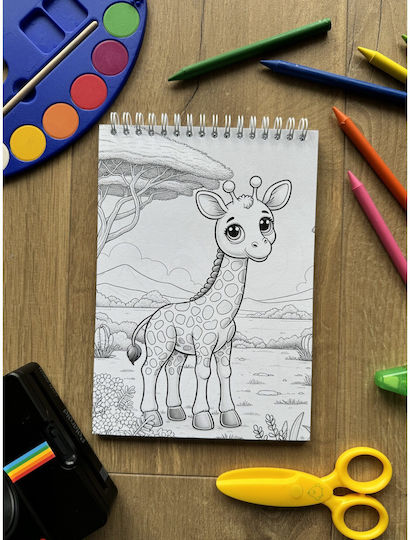 Malbuch Kinder Wilde Tiere 40 Seiten A5 Spiralformat Safari Abenteuer