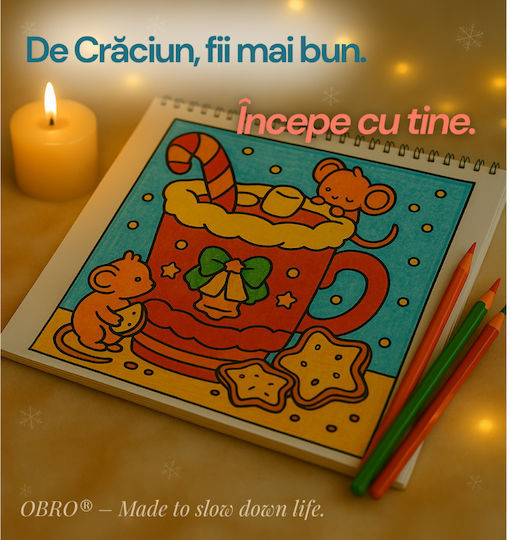 Obro Carte De Colorat Cu Pagini Groase Ajunul Crăciunului Desene Simple Confortabile De Crăciun Pentru Copii Adulți