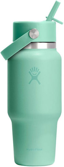 Hydro Flask Travel Flasche Thermosflasche Rostfreier Stahl 621ml Mermaid Green mit Stroh