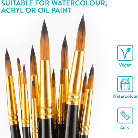 Set 24 Pensule De Pictură Tritart Vegan Rotund Cu Vârf Ascuțit Săpun De Curățare Acuarelă Acrilic Ulei