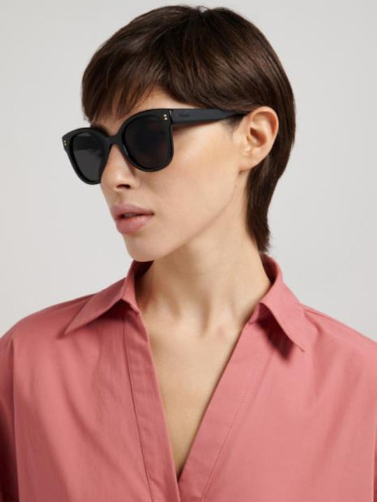 Polaroid Women's Sunglasses with Black Horn-Rimmed Frame and Grey Polarized Lenses PLD6248/S/X 807/M9