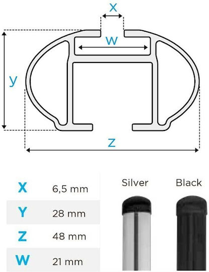 Menabo Aluminum Car Roof Bars Tiger Black 118.5 Cm Black Color Ford B-Max 5 Doors 2012> Flush Or Raised Rails 2 Pieces 8590/mb Menabo Mp.8590/mb-22