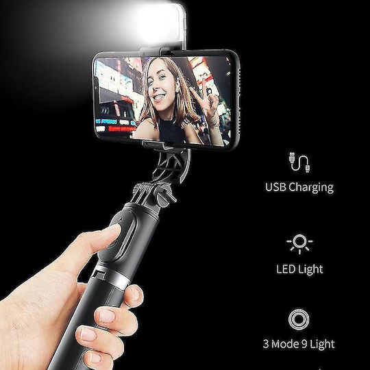 Alista Home Selfie Stick Trepied Pentru Telefoane Mobile Bluetooth Cu Lumină Gri