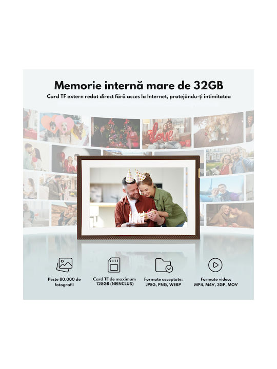 Qova D15 Wifi Ramă Foto Digitală 15,6 Inch Ecran Ips Hd Rezoluție 1920x1080 Memorie 32gb Ecran Tactil Card 128gb Suport Redare Foto Video Control De La Distanță Prin Aplicație Difuzor