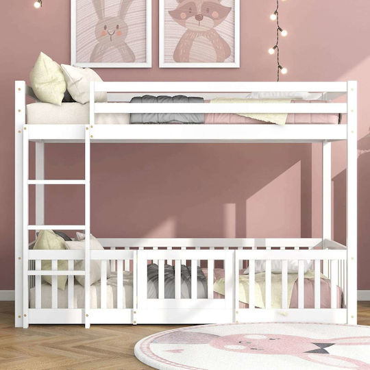 Kinderbett Hochbett Einzel Weiß für Matratze 90x190cm
