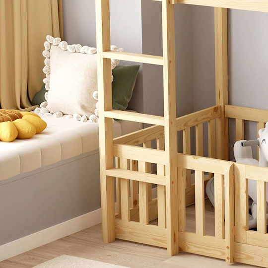 Kinderbett Hochbett Einzeln Beige für Matratze 90x190cm