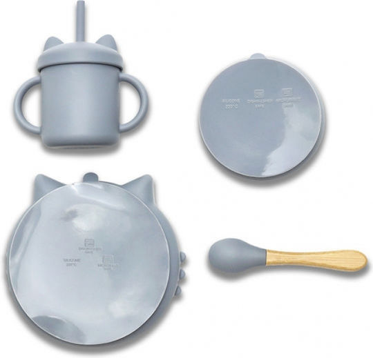 Lorelli Feeding Set made of Silicone with Non-Slip Base Beige 4pcs