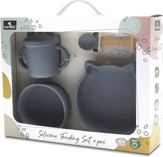 Lorelli Feeding Set made of Silicone with Non-Slip Base Beige 4pcs