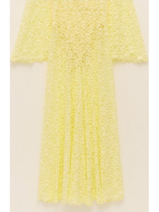 Maxi Dress for Wedding Christening Open Back with Lace Yellow