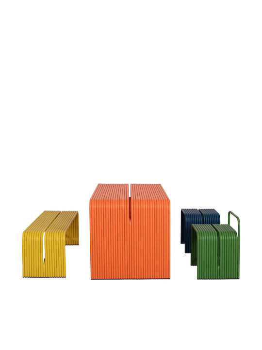 Table Dining Room Aluminum Orange 121x70x70cm