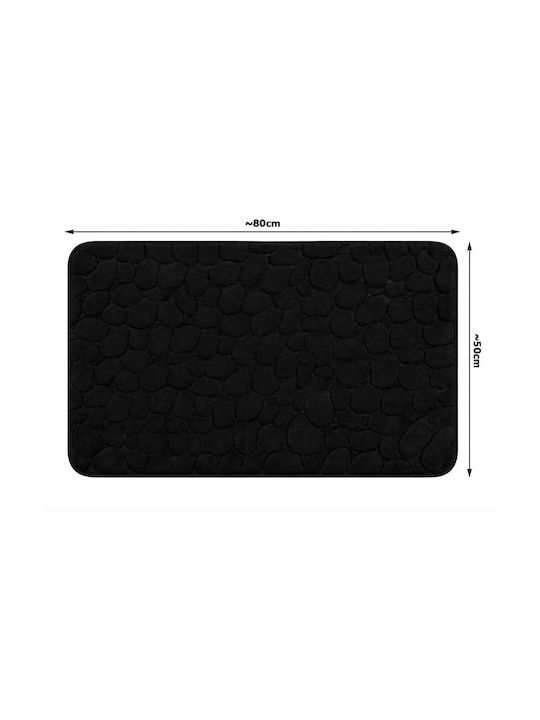 Non-Slip Bath Mat Black Velvet-Black Metal 50x80cm