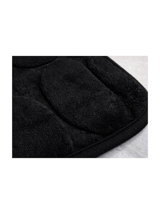 Non-Slip Bath Mat Black Velvet-Black Metal 50x80cm