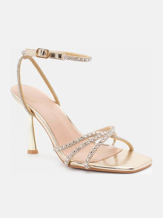 Sandalen mit Strass Gold