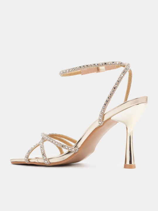 Sandalen mit Strass Gold