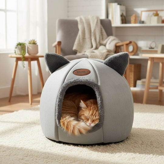 Cat Bed Relaxdays Cat Cave Ears Nest Type Indoor House Ears 37 x 44 cm Grey 10052228