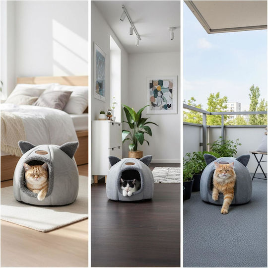 Cat Bed Relaxdays Cat Cave Ears Nest Type Indoor House Ears 37 x 44 cm Grey 10052228