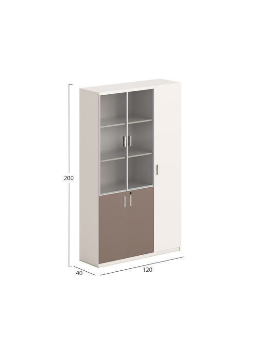 Bibliotecă Newline Albă-Deschis Maro 120x40x200 cm