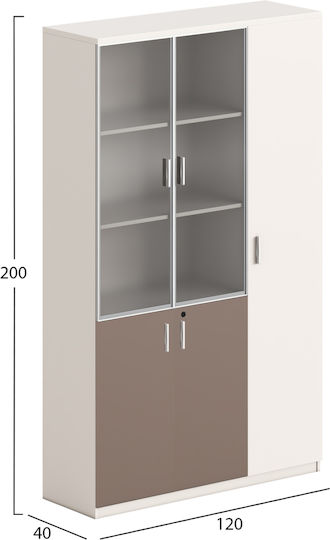 Βιβλιοθήκη Newline Λευκή-ανοιχτό Καφέ 120x40x200εκ. Βιβλιοθήκη Newline Λευκή-ανοιχτό Καφέ 120x40x200εκ.