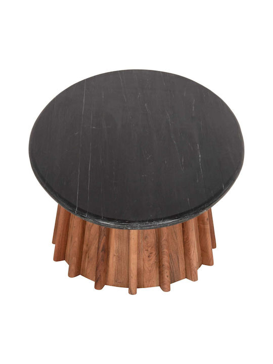 Oval Zentral Kaffeetisch aus Massivholz Schwarz Marmor M120xLänge70xHöhe38cm Freebox