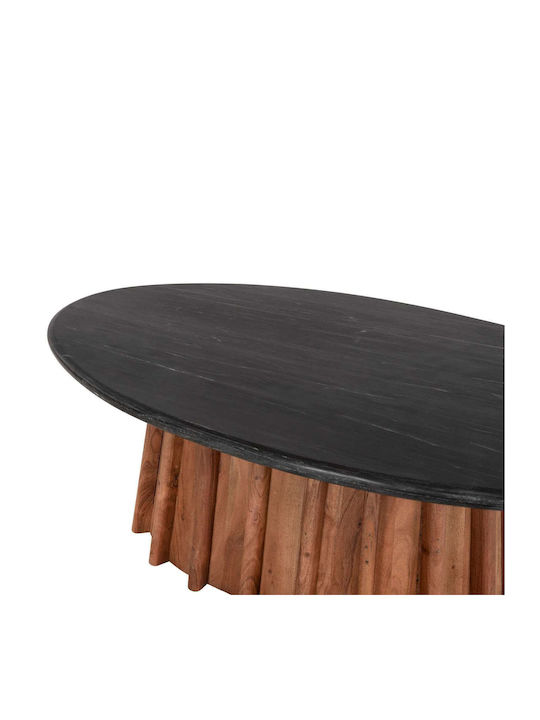 Oval Zentral Kaffeetisch aus Massivholz Schwarz Marmor M120xLänge70xHöhe38cm Freebox