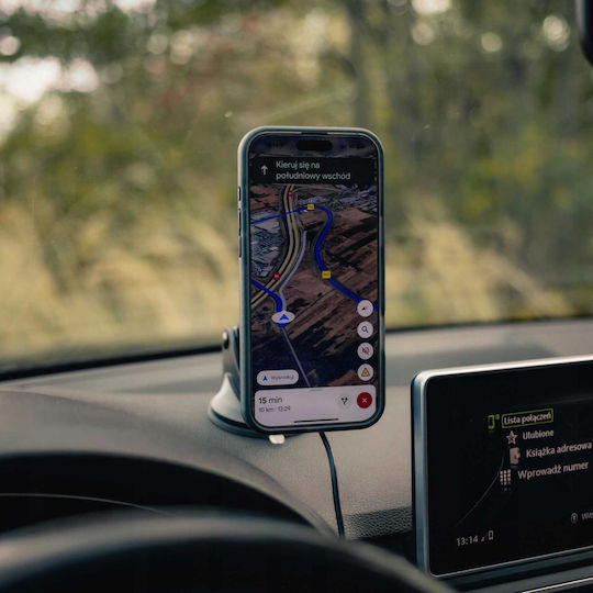 Spacecase Auto Handyhalterung mit Magnet und Kabelloses Laden MagSafe Schwarz