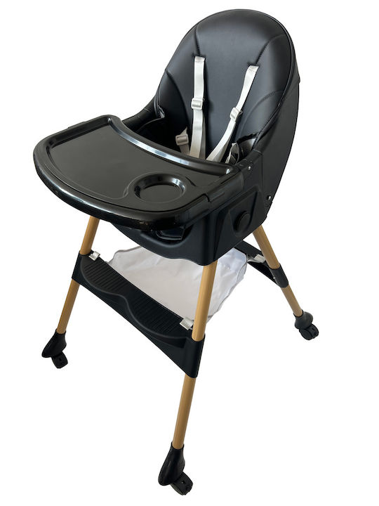 ForAll Bebe Foldable Baby Highchair 4 in 1 with Adjustable Height Black