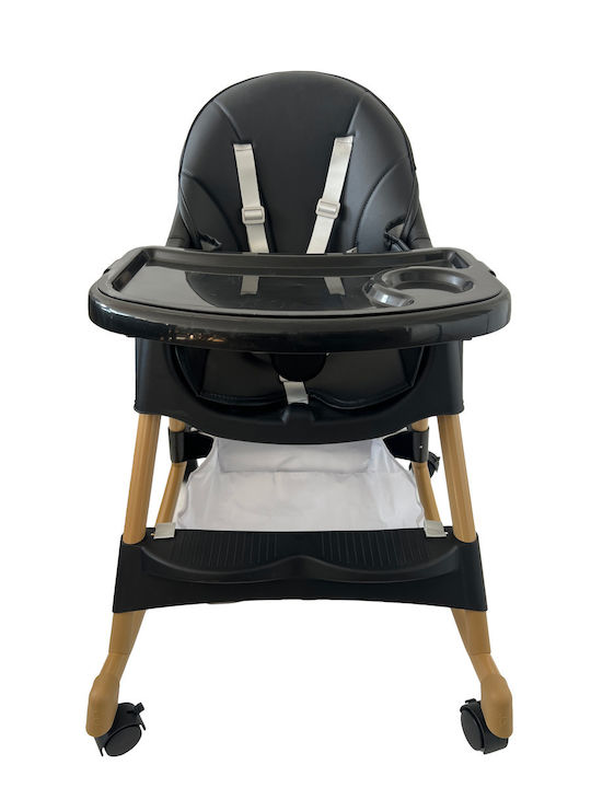 ForAll Bebe Foldable Baby Highchair 4 in 1 with Adjustable Height Black