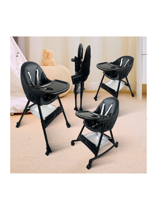 ForAll Bebe Foldable Baby Highchair 4 in 1 with Adjustable Height Black