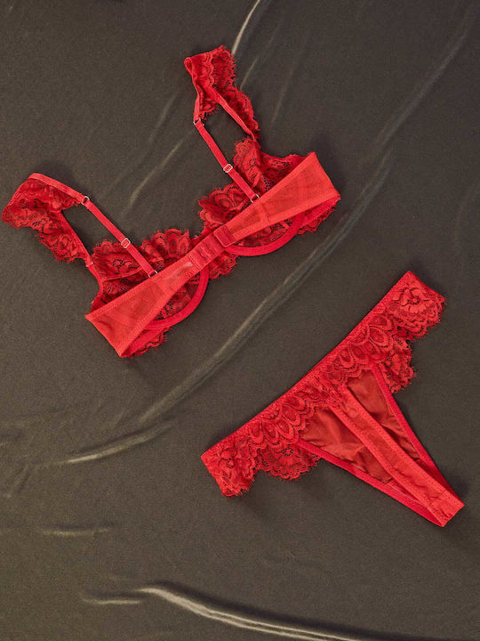 Celestino Lace Underwear Set Red