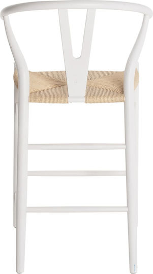 Stool Bar with Backrest Metallic White 48x53x100cm