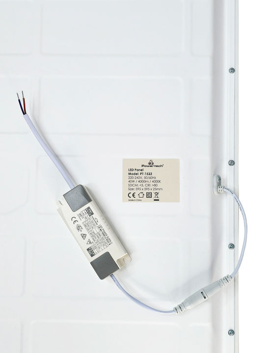 Powertech Platz LED Panel 40W mit Natürliches Weiß Licht 4000K