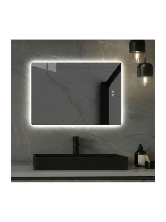 Futura Rechteckiger Badezimmerspiegel LED Berührung 80x60cm