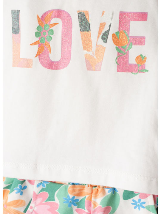 Kids' Set with Shorts Summer 3pcs White "love