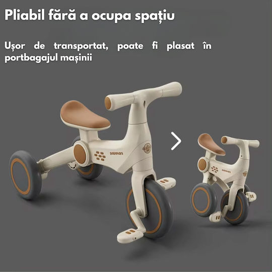 Inco Tricicletă Pentru Copii Cu Mâner Pentru Părinți Pentru 2-6 Ani Albă